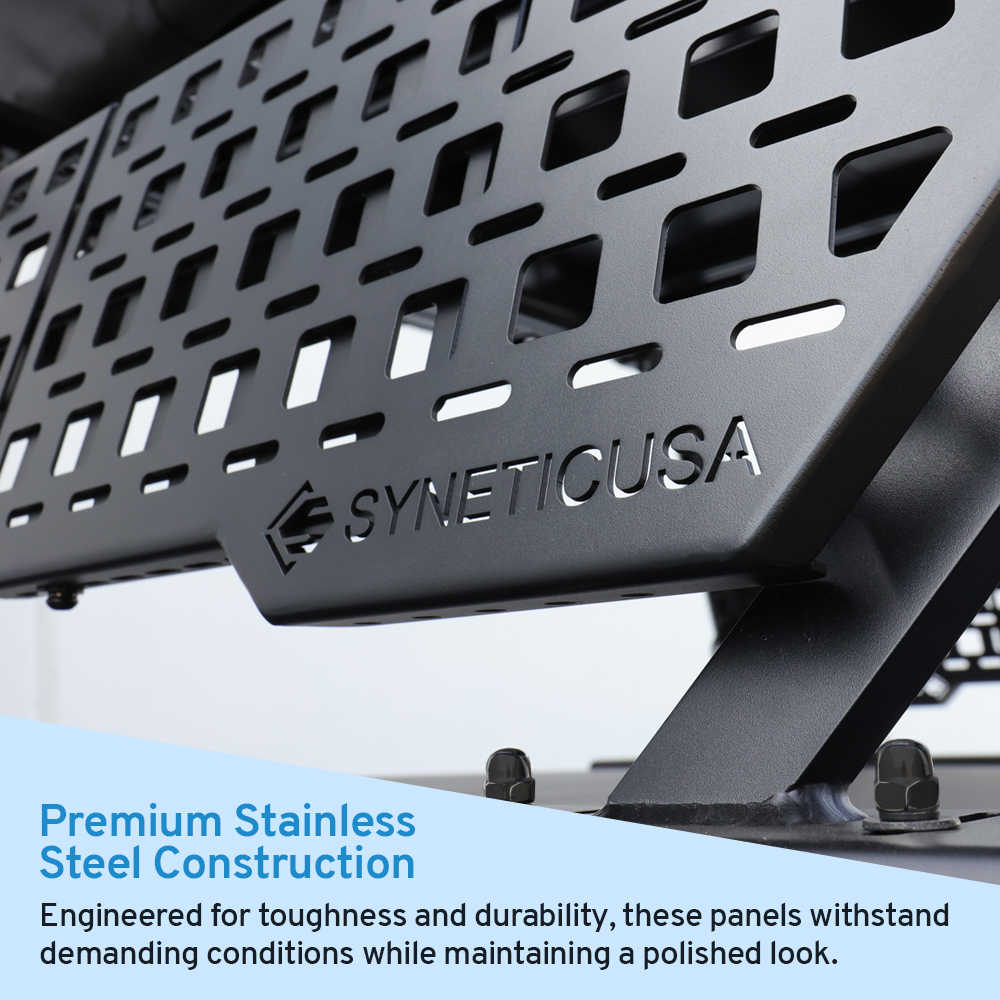 close up on SYNETICUSA R1 ladder rack with side panel